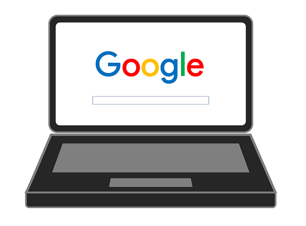 Ordinateur portable affichant le moteur Google